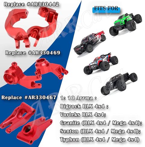 أجزاء ترقية ARRCat متوافقة مع 1/10 Arrma 3S MEGA550 Senton/Granite/Vortek 4X4، مفاصل كتلة التوجيه الأمامية من الألومنيوم، كتل العجلات C-Hubs، المحاور الخلفية، AR330442 AR330467 AR330469، أزرق داكن in Kuwait