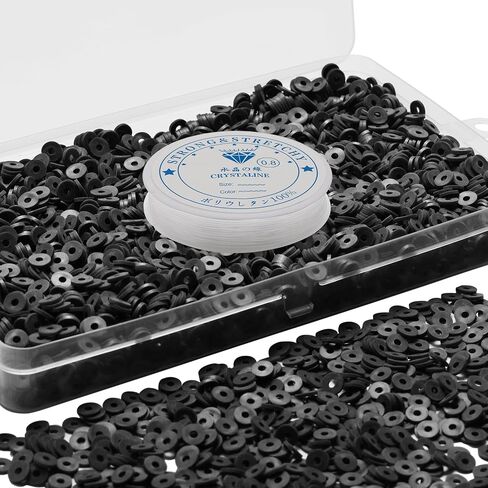 4000 قطعة من خرز الطين الأبيض لصنع الأساور، خرز مسطح من البوليمر لصنع القلائد والمجوهرات، مجموعة متنوعة من الخرز القرصي الرفيع هيشي هيشي 6 مم in Kuwait