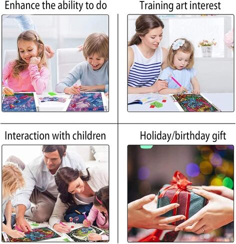 مجموعة الرسم الماسي 12 قطعة للبالغين والمبتدئين والاطفال من هكيجوي - مجموعات فنية ماسية كرتونية لغرز الاحجار الكريمة، هدية ديكور حائط المنزل (12 × 16 انش) in Kuwait