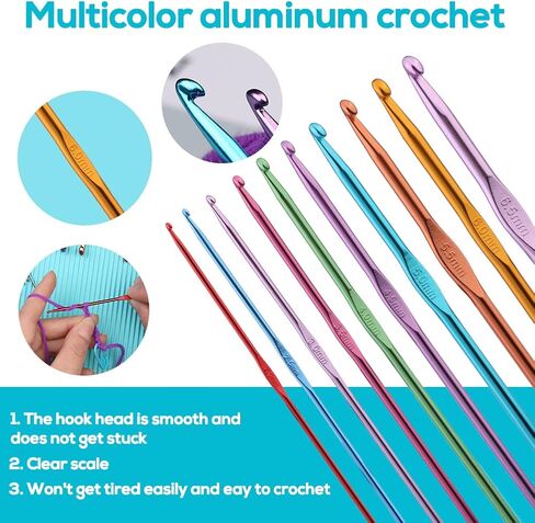 uoou 80 جهاز كمبيوتر شخصي الكروشيه السنانير مجموعة للمبتدئين، الكروشيه السنانير عدة الكروشيه مع حالة التخزين، إبر الحياكة المريحة إبر حادة، علامة غرزة الحياكة اليدوية أدوات الفن الحرفية للمبتدئين، برتقالي in Kuwait