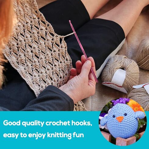 uoou 80 جهاز كمبيوتر شخصي الكروشيه السنانير مجموعة للمبتدئين، الكروشيه السنانير عدة الكروشيه مع حالة التخزين، إبر الحياكة المريحة إبر حادة، علامة غرزة الحياكة اليدوية أدوات الفن الحرفية للمبتدئين، برتقالي in Kuwait