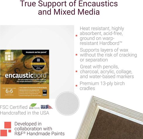 Ampersand Art Supply Wood Painting Panel: Museum Series Encausticbord: 1/8 Inch Depth, 5x5 - Pack of 4 in Saudi Arabia