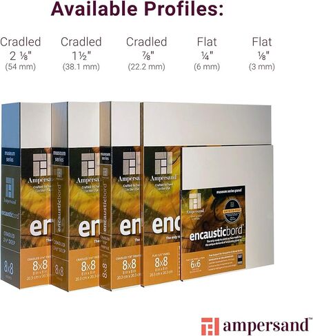 Ampersand Art Supply Wood Painting Panel: Museum Series Encausticbord: 1/8 Inch Depth, 5x5 - Pack of 4 in Saudi Arabia