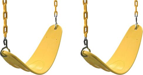 مجموعة مقاعد أرجوحة شديدة التحمل من Swing-N-Slide WS 4772، متأرجحة للملعب في الهواء الطلق مع سلاسل مطلية وروابط سريعة، أصفر، عبوة من قطعتين in Kuwait