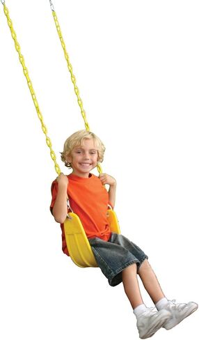 مجموعة مقاعد أرجوحة شديدة التحمل من Swing-N-Slide WS 4772، متأرجحة للملعب في الهواء الطلق مع سلاسل مطلية وروابط سريعة، أصفر، عبوة من قطعتين in Kuwait