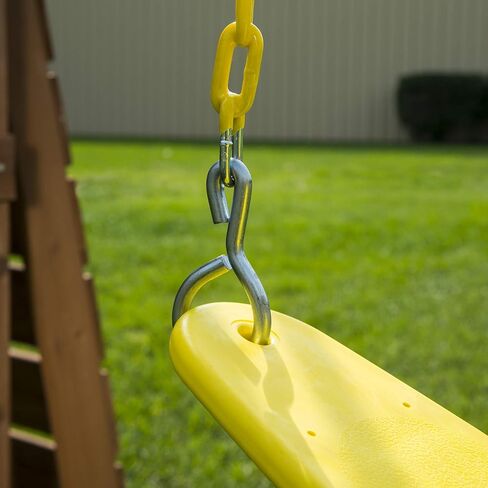 مجموعة مقاعد أرجوحة شديدة التحمل من Swing-N-Slide WS 4772، متأرجحة للملعب في الهواء الطلق مع سلاسل مطلية وروابط سريعة، أصفر، عبوة من قطعتين in Kuwait