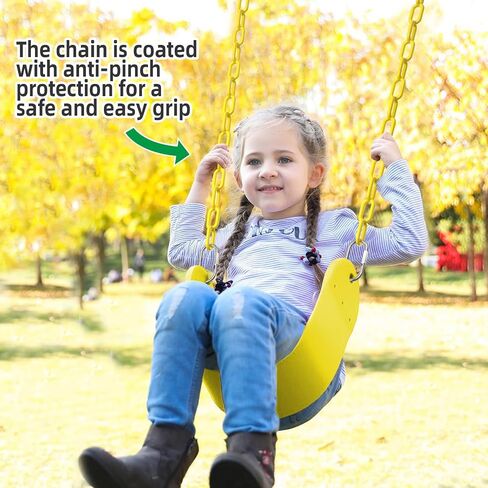 EVA Soft Plastic Swing Set, AGPTEK Swing Seat with 66 Inch Heavy-Duty Rust-Resistant Chains-Black in Kuwait