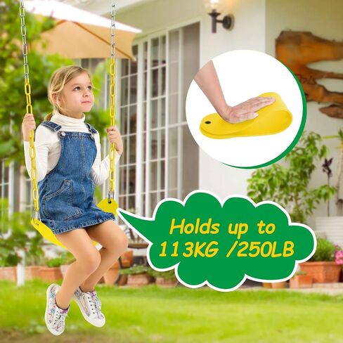 EVA Soft Plastic Swing Set, AGPTEK Swing Seat with 66 Inch Heavy-Duty Rust-Resistant Chains-Black in Kuwait