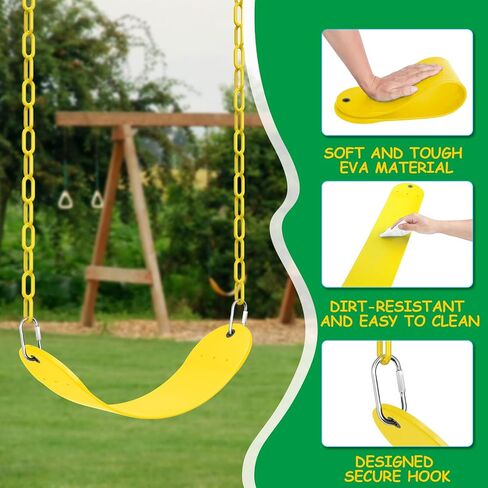 EVA Soft Plastic Swing Set, AGPTEK Swing Seat with 66 Inch Heavy-Duty Rust-Resistant Chains-Black in Kuwait