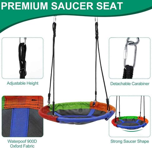 مجموعة أرجوحة CYFIE للأطفال والبالغين في الهواء الطلق، طقم أرجوحة في الفناء الخلفي مع حامل عالي التحمل، أرجوحة صحن، أرجوحة حزام، طوق كرة السلة، شبكة كرة قدم، مجموعة أرجوحة بإطار معدني بوزن 440 رطلاً in Kuwait