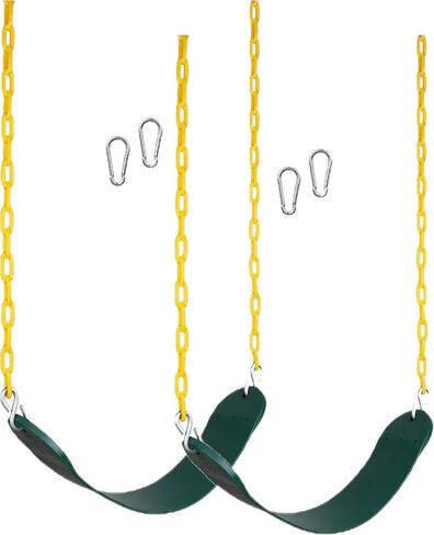 New Bounce Swing Seat - Swing Set Accessories for Outside, with Heavy Duty Rust-Proof Chain Coated in Thick Plastic for Safety and Comfort, Green, (1 Pack) in Kuwait
