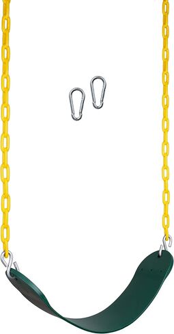 New Bounce Swing Seat - Swing Set Accessories for Outside, with Heavy Duty Rust-Proof Chain Coated in Thick Plastic for Safety and Comfort, Green, (1 Pack) in Kuwait