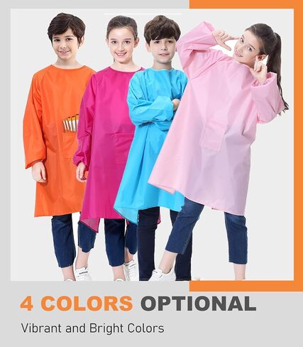 Royar beauty Kids Art Smock، مريلة مقاومة للماء مع جيب للأطفال، مريلة رسم فنية بأكمام طويلة in Saudi Arabia