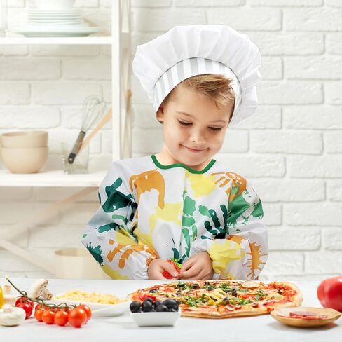 2 Pcs Kids Art Smock Painting Toddler Smock Long Sleeve with 3 Pockets for Kids Art Painting Activity Kitchen Crafts (Pink, Red) in Kuwait