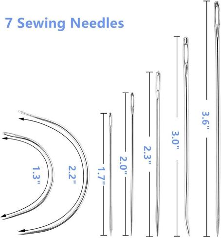 Fezep Upholstery Repair Kit, Upholstery Threads and Hand Sewing Needles Set, 15 PCS Sewing Kit with Heavy Duty Sewing Needles & Durable Threads,Sewing Set for Adults, Kids, Beginners in Kuwait