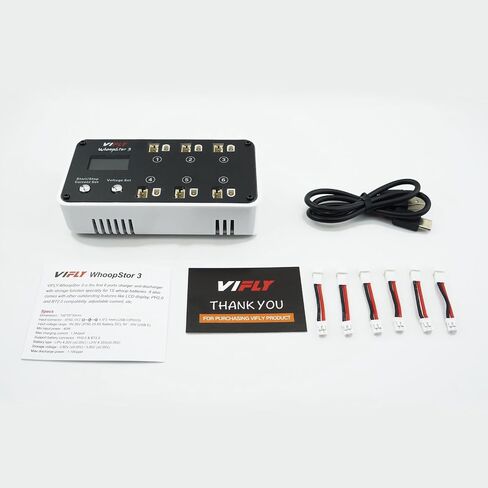 VIFLY WhoopStor V3 6 Ports 1S LiPo Battery Storage Charger and Discharger with LCD Display Tiny Whoop Charger with PH2.0 and BT2.0 Connectors in Saudi Arabia