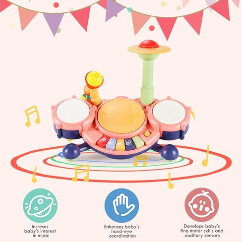 ألعاب الآلات الموسيقية للأطفال الصغار من أومولا، مجموعة طبول للأطفال، الإيقاع، الماراكا، الدف، الفلوت، الهارمونيكا، البوق، الخشخشة، مجموعة ألعاب موسيقية تعليمية، هدية تعليمية للأولاد والبنات in Kuwait