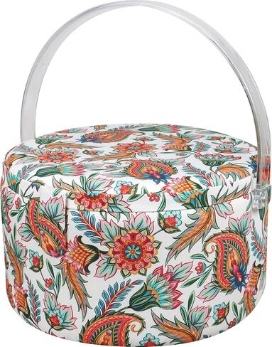SINGER Large Premium Round Sewing Basket Paisley Floral Print with Matching Zipper Pouch in Kuwait