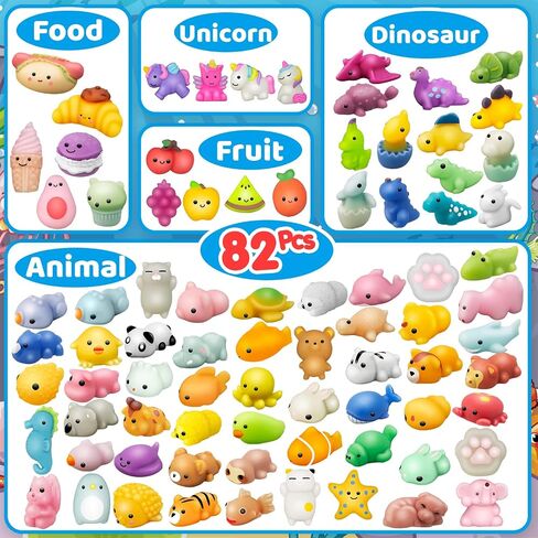 Dioju 200 Pcs Mochi Squishy Toy, Mini Kawaii Squishies Bulk Sensory Fidget Toys Goody Bag Party Favors for Kids, Classroom Prizes Pinata Filler Carnival Stocking Stuffers Christmas Birthday Gifts in Kuwait