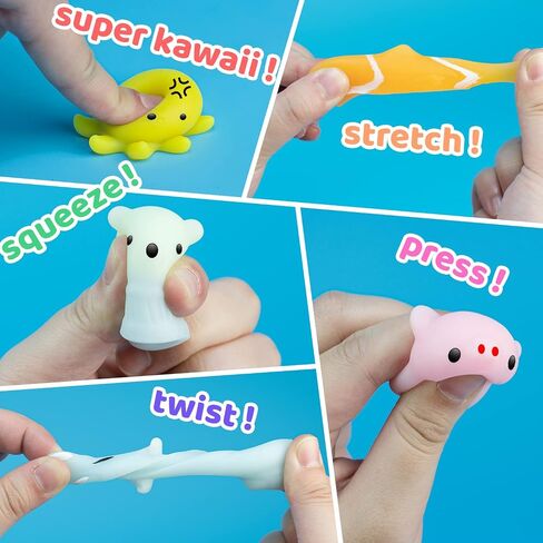 Dioju 200 Pcs Mochi Squishy Toy, Mini Kawaii Squishies Bulk Sensory Fidget Toys Goody Bag Party Favors for Kids, Classroom Prizes Pinata Filler Carnival Stocking Stuffers Christmas Birthday Gifts in Kuwait
