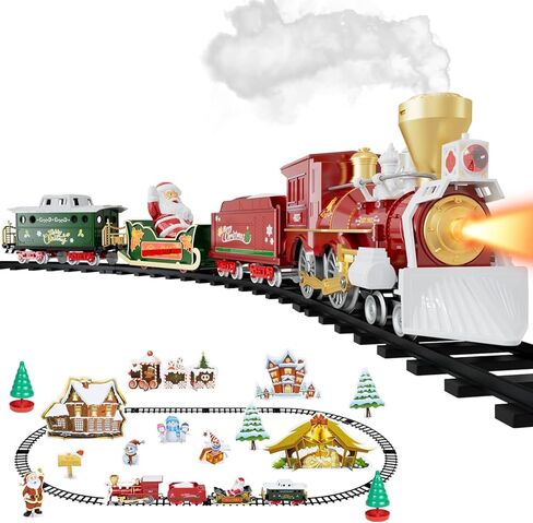 مجموعة قطار عيد الميلاد من سوبديكس، قطار التحكم عن بعد مع البخار والصوت والضوء، لعبة قطار كهربائي مع قاطرة وسيارات ومسارات، رائعة للفتيات والفتيان 3 4 5 6 7 8 سنوات فما فوق in Kuwait