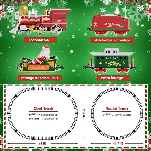 مجموعة قطار عيد الميلاد من سوبديكس، قطار التحكم عن بعد مع البخار والصوت والضوء، لعبة قطار كهربائي مع قاطرة وسيارات ومسارات، رائعة للفتيات والفتيان 3 4 5 6 7 8 سنوات فما فوق in Kuwait