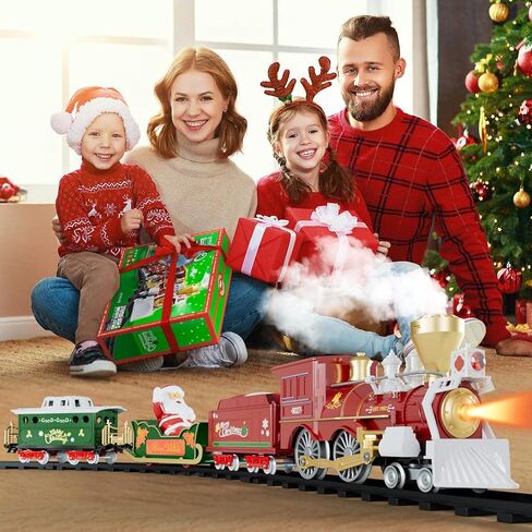 مجموعة قطار عيد الميلاد من سوبديكس، قطار التحكم عن بعد مع البخار والصوت والضوء، لعبة قطار كهربائي مع قاطرة وسيارات ومسارات، رائعة للفتيات والفتيان 3 4 5 6 7 8 سنوات فما فوق in Kuwait