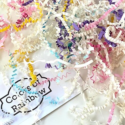 Colors of Rainbow - 3 oz - Gold & Pink - Mixed Color Shred Filler Crinkle Cut Paper for luxury Gift Box Filler Gift Basket Stuffing Shipping Packaging Craft Party Favor Bags (Gold & Pink) in Kuwait