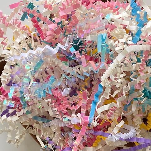 Colors of Rainbow - 3 oz - Gold & Pink - Mixed Color Shred Filler Crinkle Cut Paper for luxury Gift Box Filler Gift Basket Stuffing Shipping Packaging Craft Party Favor Bags (Gold & Pink) in Kuwait