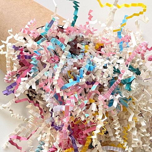 Colors of Rainbow - 3 oz - Gold & Pink - Mixed Color Shred Filler Crinkle Cut Paper for luxury Gift Box Filler Gift Basket Stuffing Shipping Packaging Craft Party Favor Bags (Gold & Pink) in Kuwait
