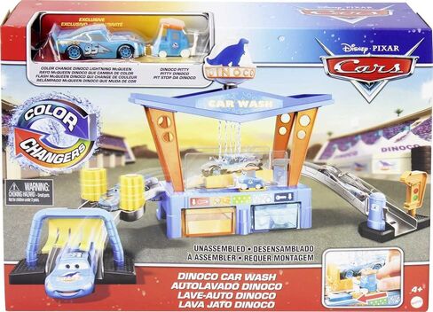 Mattel Disney Pixar Cars Color Change Dinoco Car Wash Playset with Pitty and Exclusive Lightning McQueen Vehicle, Interactive Water Play Toy for Kids Age 4 Years and Older (Amazon Exclusive) in Saudi Arabia