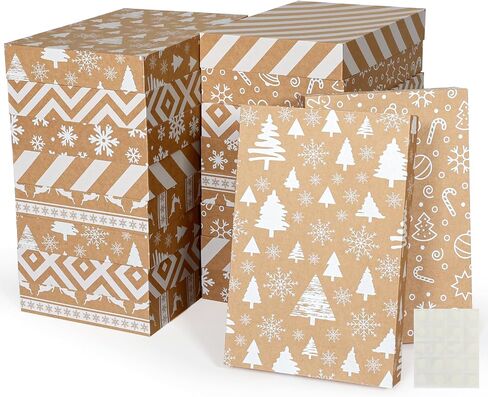 joyhalo 18 Pack Christmas Gift Boxes with Lids for Presents - Kraft Large Bulk Robe, Coat, Sweater Clothes Shirt Boxes for Wrapping Gifts,17 x 11 x 2.5 Inches in Kuwait