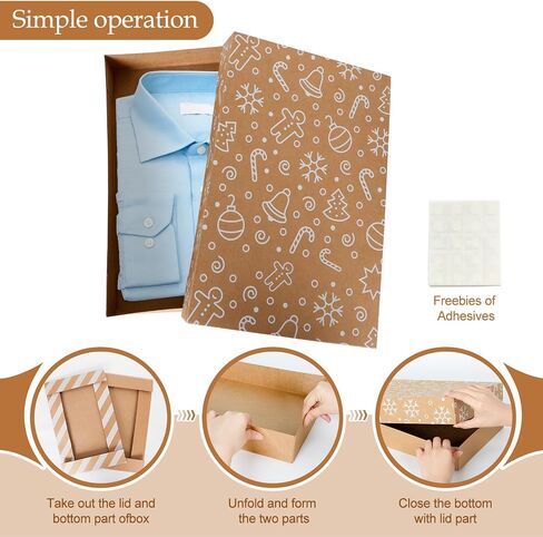 joyhalo 18 Pack Christmas Gift Boxes with Lids for Presents - Kraft Large Bulk Robe, Coat, Sweater Clothes Shirt Boxes for Wrapping Gifts,17 x 11 x 2.5 Inches in Kuwait