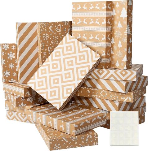 joyhalo 18 Pack Christmas Gift Boxes with Lids for Presents - Kraft Large Bulk Robe, Coat, Sweater Clothes Shirt Boxes for Wrapping Gifts,17 x 11 x 2.5 Inches in Kuwait