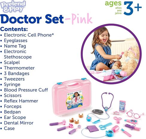 Learning Resources Pretend & Play Doctor Set Blue - 19 Pieces, Ages 3+ Doctor Kit for Kids, Toddler Doctor Kit, Toy Medical Kit, Toddler Social Emotional Learning Toys in Saudi Arabia