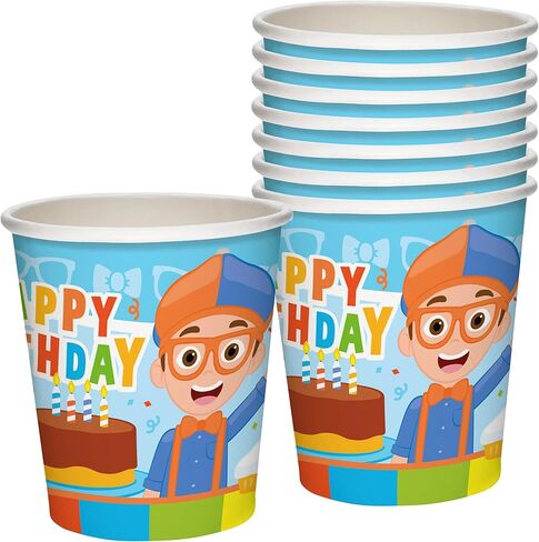 أكواب حفلات Blippi الورقية المرخصة رسميًا من Treasures Gifted 24 قيراط - أكواب Blippi سعة 9 أونصة للأطفال - أكواب حفلات أعياد الميلاد Blippi - لوازم حفلات Blippi - لوازم حفلات أعياد الميلاد Blippi in Saudi Arabia