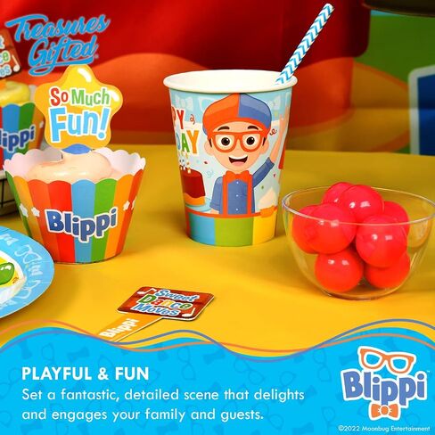 أكواب حفلات Blippi الورقية المرخصة رسميًا من Treasures Gifted 24 قيراط - أكواب Blippi سعة 9 أونصة للأطفال - أكواب حفلات أعياد الميلاد Blippi - لوازم حفلات Blippi - لوازم حفلات أعياد الميلاد Blippi in Saudi Arabia