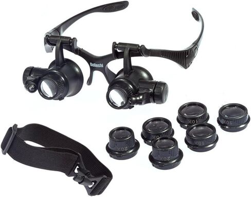 مكبرة من Glsses 10 × 15 × 20 × 25 × LED إضاءة مزدوجة عيون المجوهرات مكبرة أدوات إصلاح النظارات للنقش المصغر in Kuwait