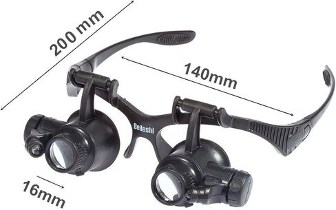 مكبرة من Glsses 10 × 15 × 20 × 25 × LED إضاءة مزدوجة عيون المجوهرات مكبرة أدوات إصلاح النظارات للنقش المصغر in Kuwait