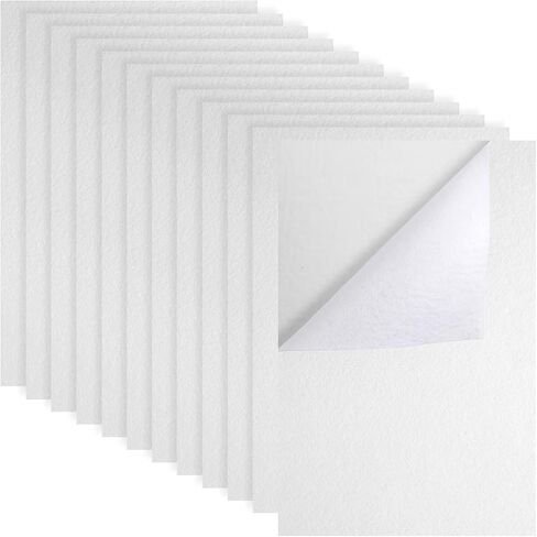 12 Sheets Self Adhesive Felt Sheets, 7.9x11.8inch Sticky Back Felt Sheets for Crafts Felt Drawer Liner for Jewelry Box Drawer DIY Crafts (White) in Kuwait