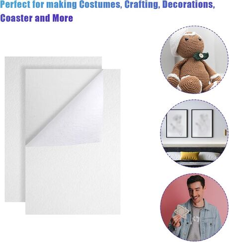 12 Sheets Self Adhesive Felt Sheets, 7.9x11.8inch Sticky Back Felt Sheets for Crafts Felt Drawer Liner for Jewelry Box Drawer DIY Crafts (White) in Kuwait