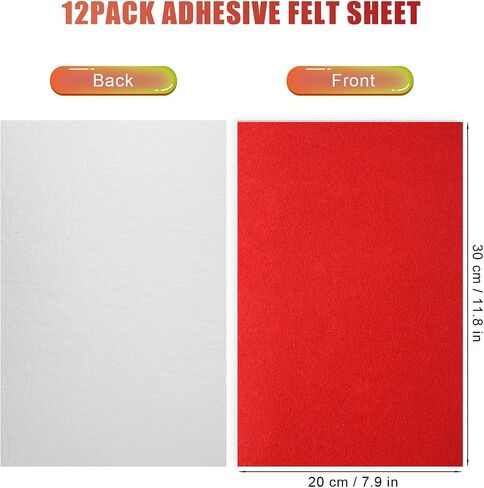 12 Sheets Self Adhesive Felt Sheets, 7.9x11.8inch Sticky Back Felt Sheets for Crafts Felt Drawer Liner for Jewelry Box Drawer DIY Crafts (White) in Kuwait