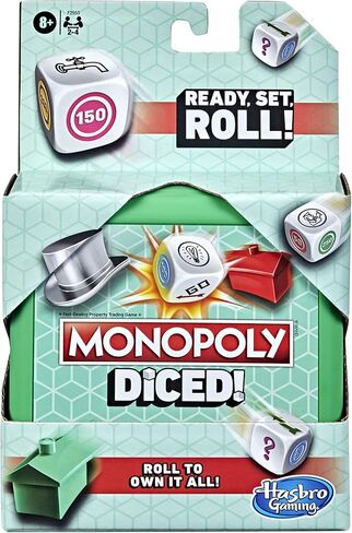 Hasbro Gaming Monopoly Diced Game, Easy to Learn Game, Quick Game, Portable Travel Board Game, Fast Game for Kids Ages 8 and Up in Saudi Arabia