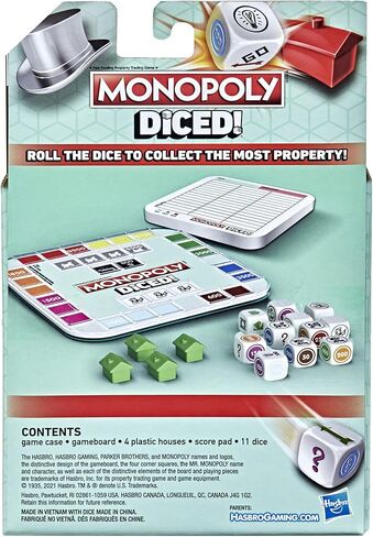 Hasbro Gaming Monopoly Diced Game, Easy to Learn Game, Quick Game, Portable Travel Board Game, Fast Game for Kids Ages 8 and Up in Saudi Arabia