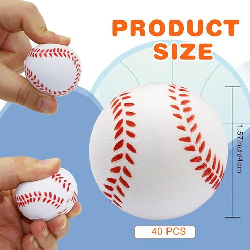 Urspasol 40 PCS Baseball Squishy Balls for Kids 1.6 inch Baseball Party Favors Mini Foam Baseballs Stress Ball Small Sports Squeeze Ball for School Carnival Reward in Kuwait