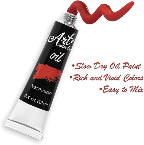 مجموعة طلاء زيتي - مجموعة من 32 لون للفنانين والبالغين والاطفال. مجموعة كاملة من الدهانات الزيتية الغنية بالصبغات. مجموعة لوازم فنية احترافية مع انبوب الوان 12 مل وفرشاة طلاء اضافية:) in Kuwait