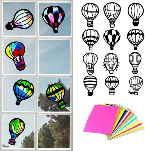 ORIGACH 18 Pieces Bees Suncatcher Kit, 9 Types Beehive Tissue Paper Stained Glass Kit with 32 Pieces Colored Tissue Paper for Kid Art Craft Window Art Classroom Art Craft in Kuwait