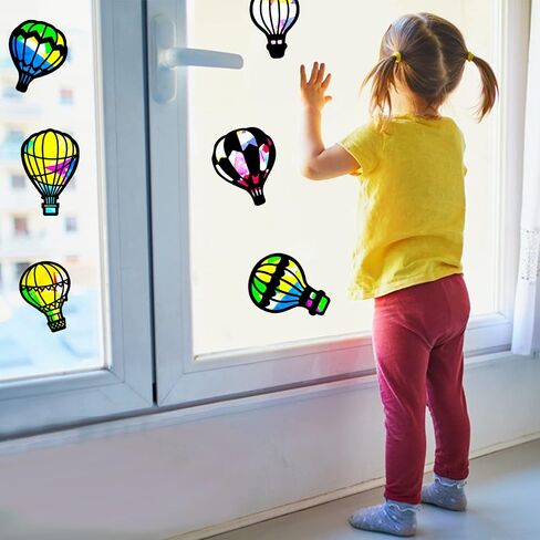 ORIGACH 18 Pieces Bees Suncatcher Kit, 9 Types Beehive Tissue Paper Stained Glass Kit with 32 Pieces Colored Tissue Paper for Kid Art Craft Window Art Classroom Art Craft in Kuwait
