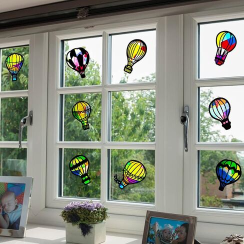 ORIGACH 18 Pieces Bees Suncatcher Kit, 9 Types Beehive Tissue Paper Stained Glass Kit with 32 Pieces Colored Tissue Paper for Kid Art Craft Window Art Classroom Art Craft in Kuwait