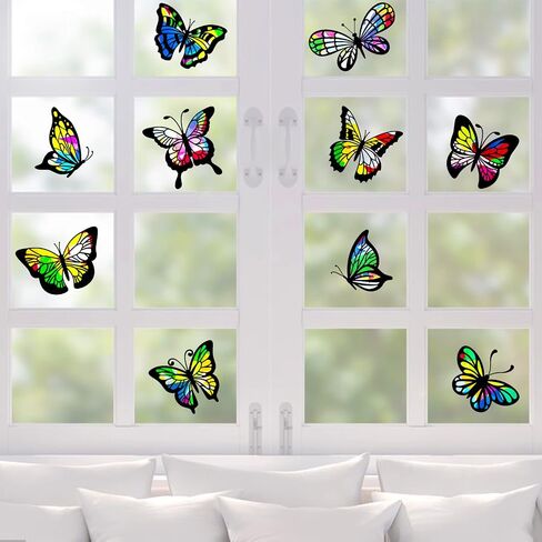ORIGACH 18 Pieces Bees Suncatcher Kit, 9 Types Beehive Tissue Paper Stained Glass Kit with 32 Pieces Colored Tissue Paper for Kid Art Craft Window Art Classroom Art Craft in Kuwait